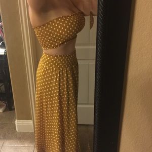 2 piece set, maxi skirt and smocked tube crop top